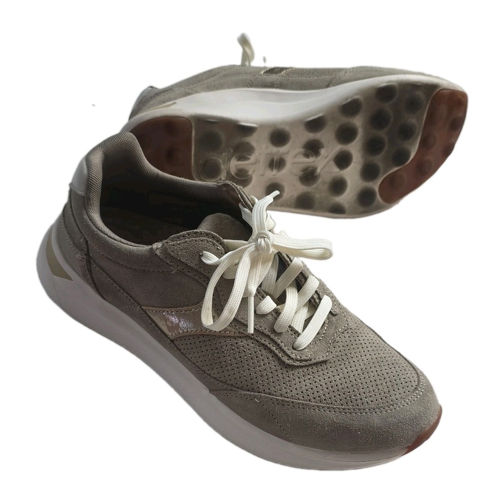 Aetrex Emily Orthopedic Lace-Up Sneakers - Taupe/Gold - Women's US 9/9.5 (EU 40)
